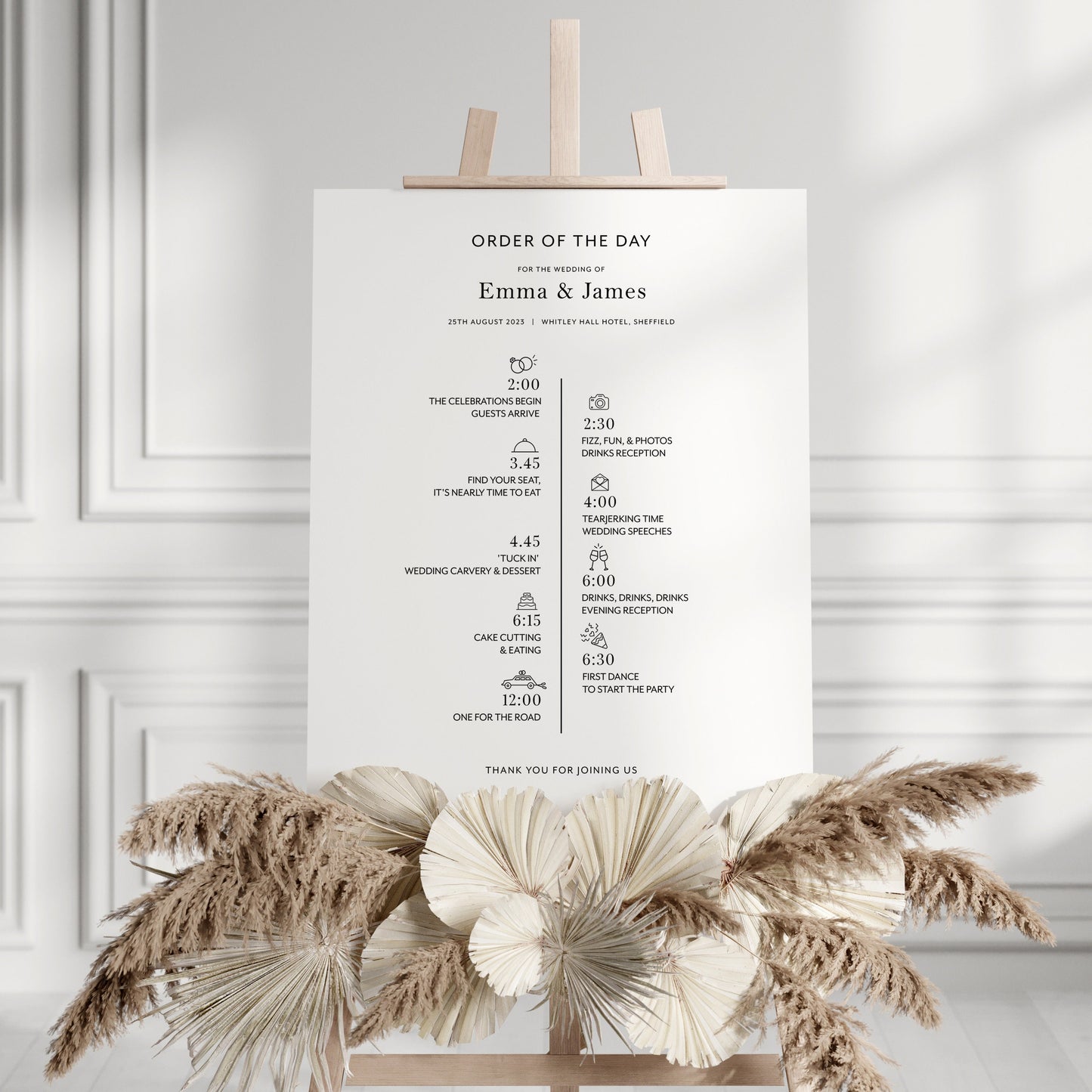 Minimalist Wedding Order of Events Sign