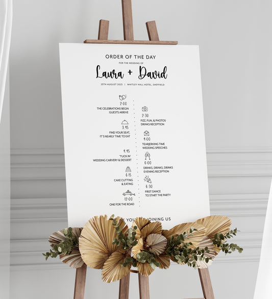 Minimalist Wedding Order of Events Sign