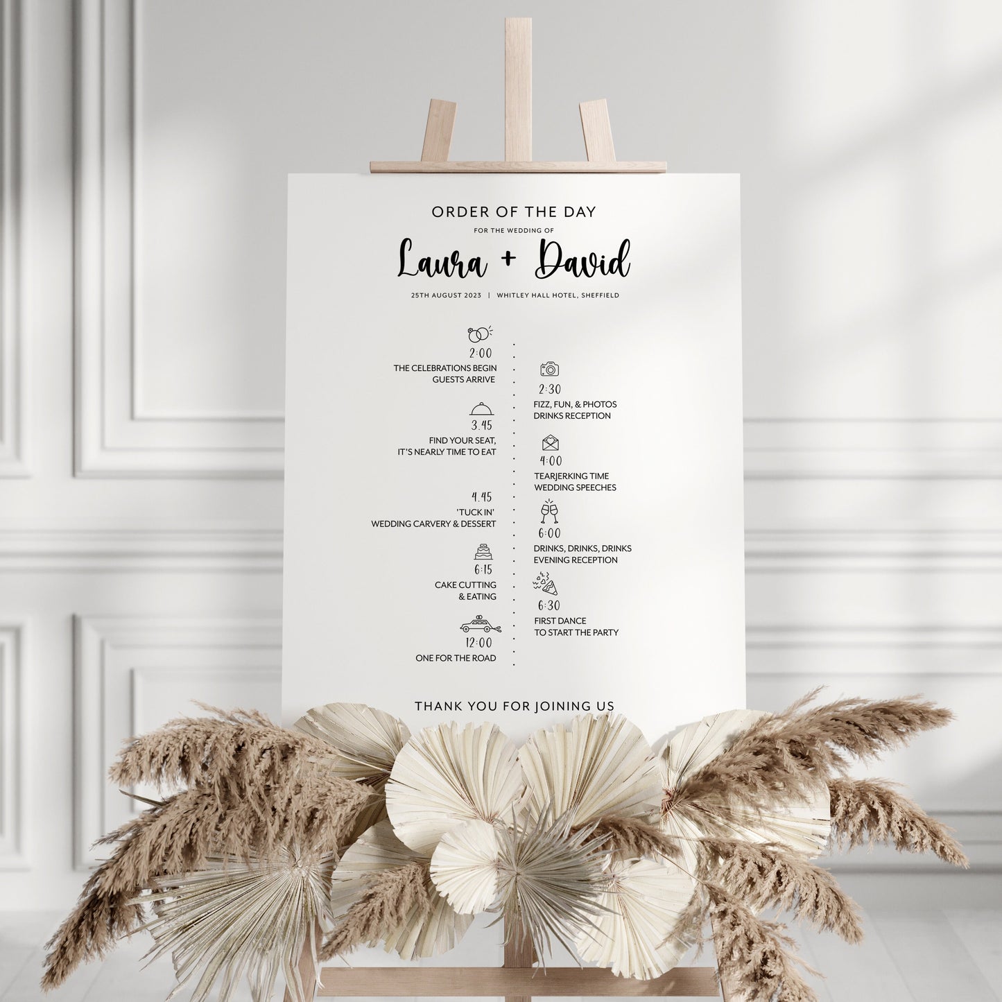 Minimalist Wedding Order of Events Sign