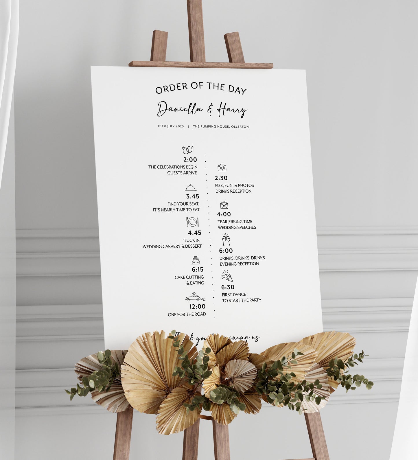 Wedding Order of Events Sign