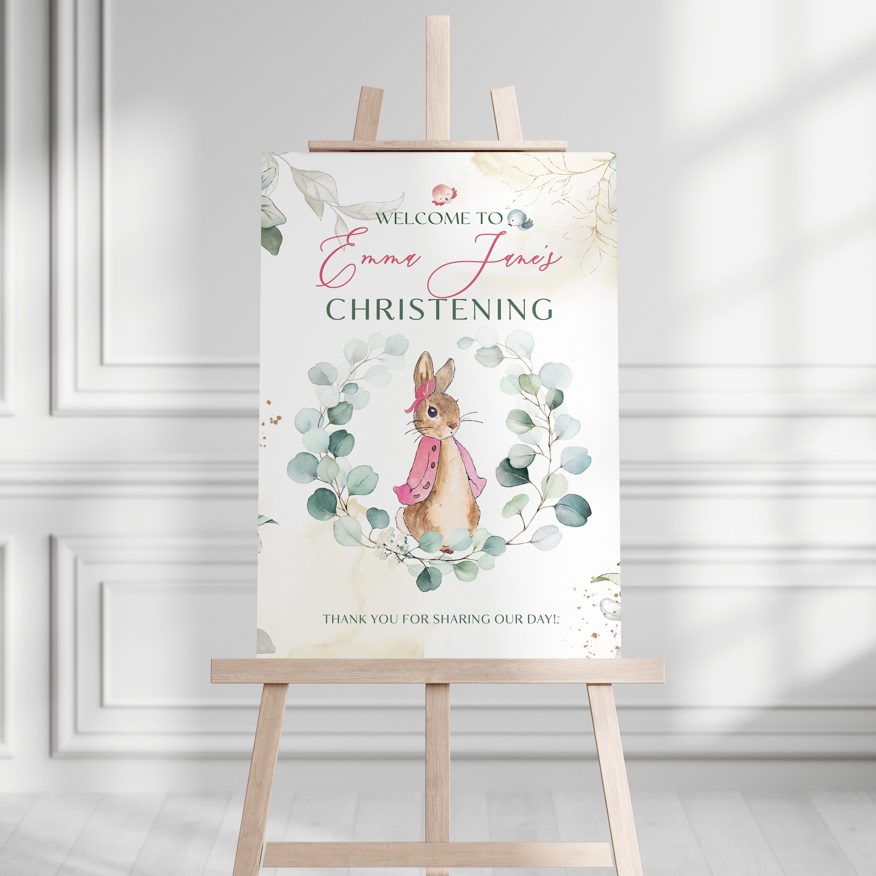 Pink Peter Rabbit Christening Sign – Smart Party Shop