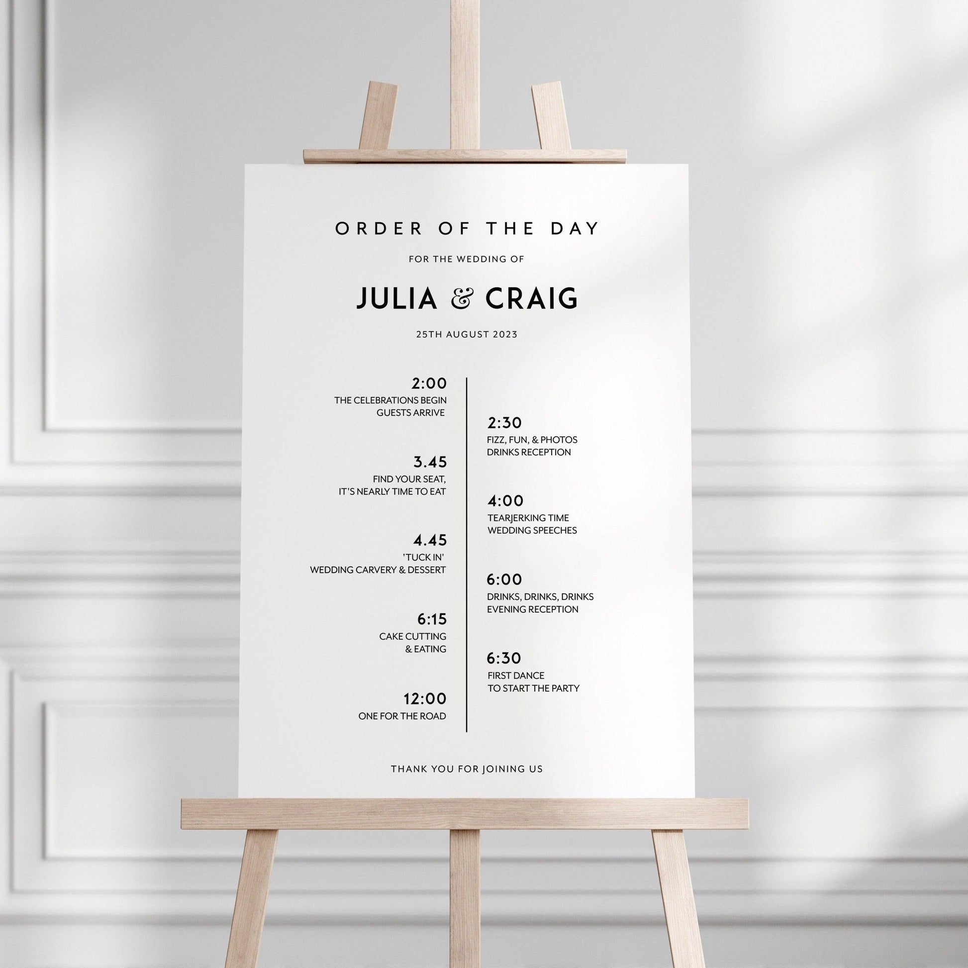 Wedding Order of Events Sign - Smart Party Shop