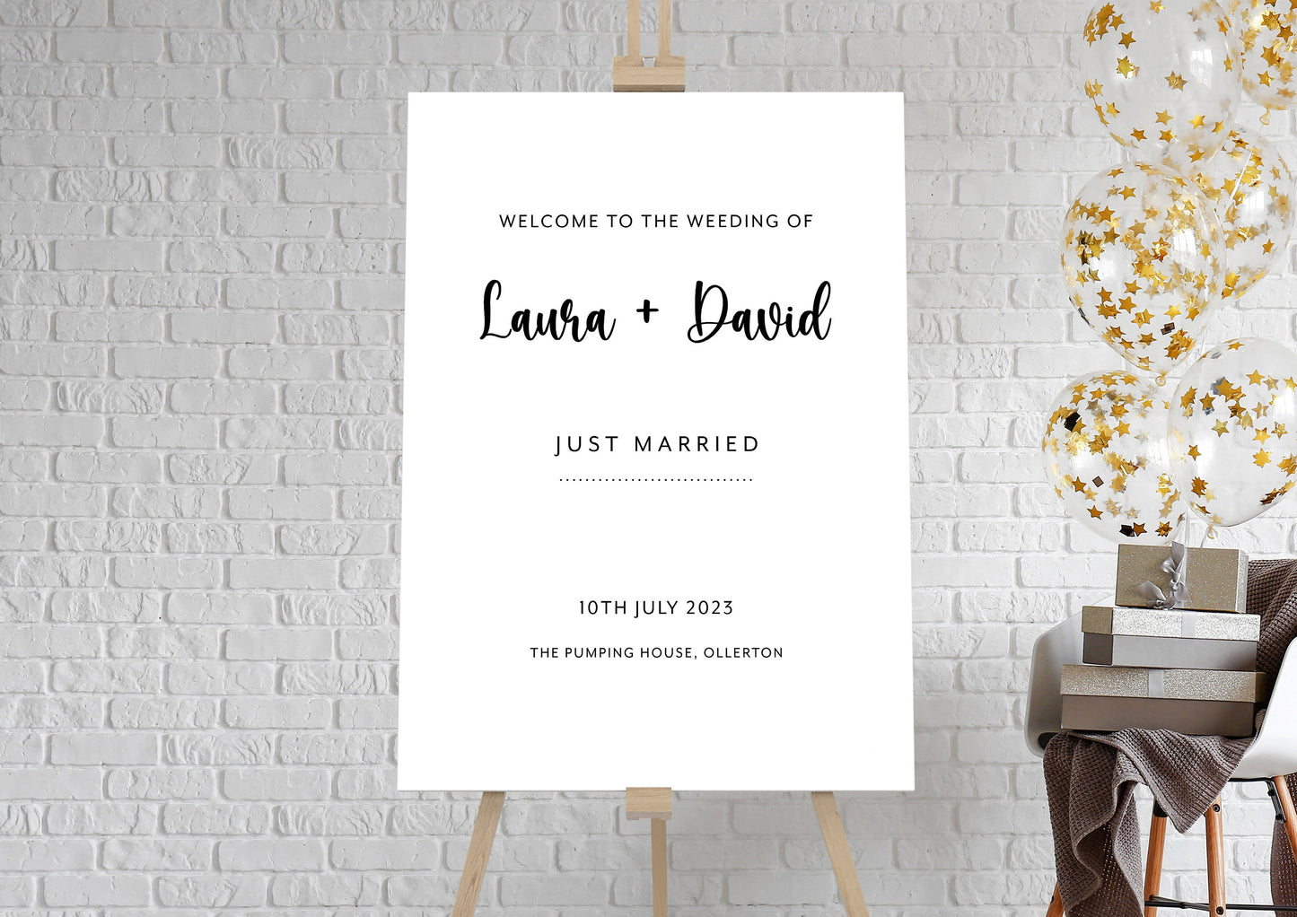 Simple White Wedding Welcome Sign