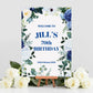 Blue Floral  Birthday Party Sign