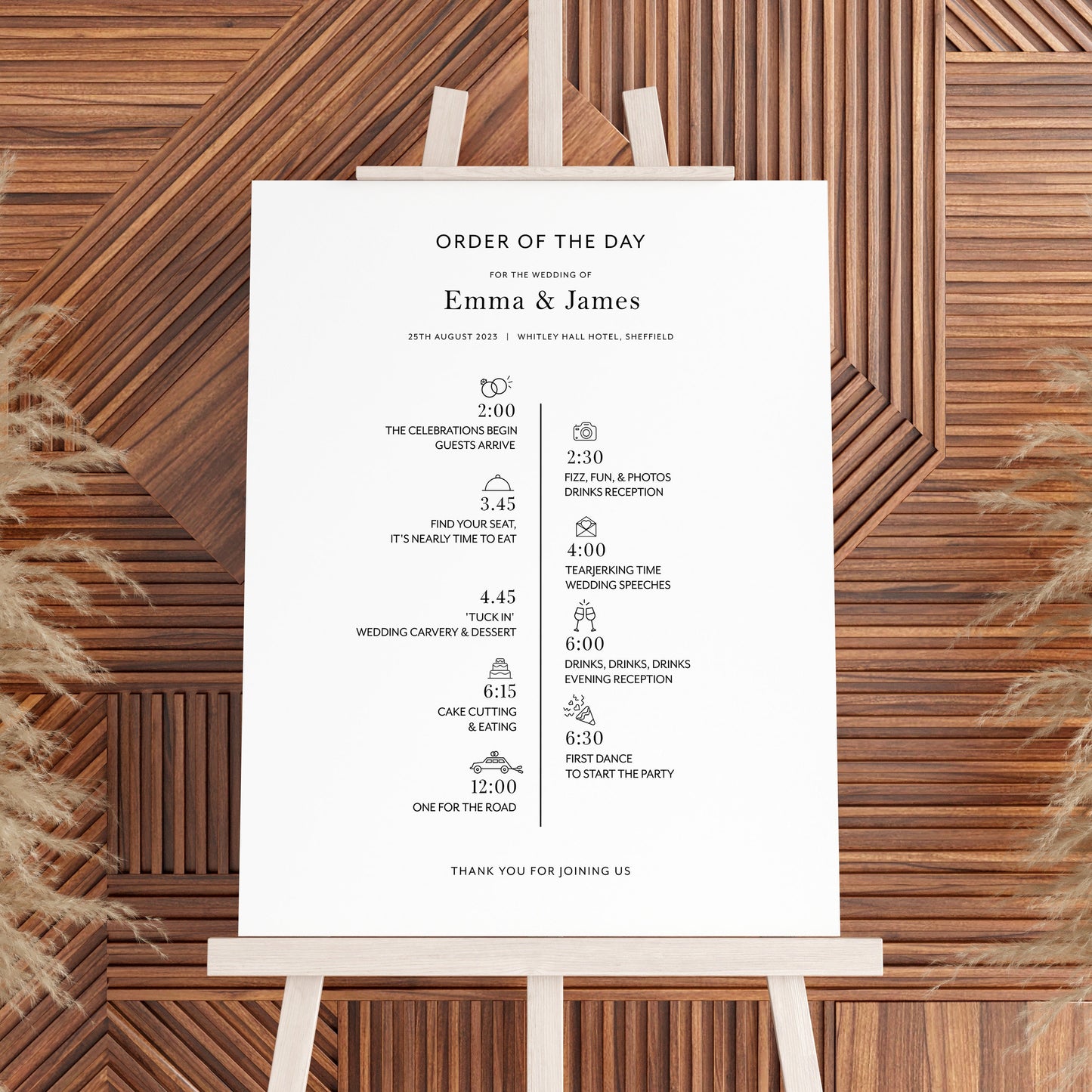 Minimalist Wedding Order of Events Sign