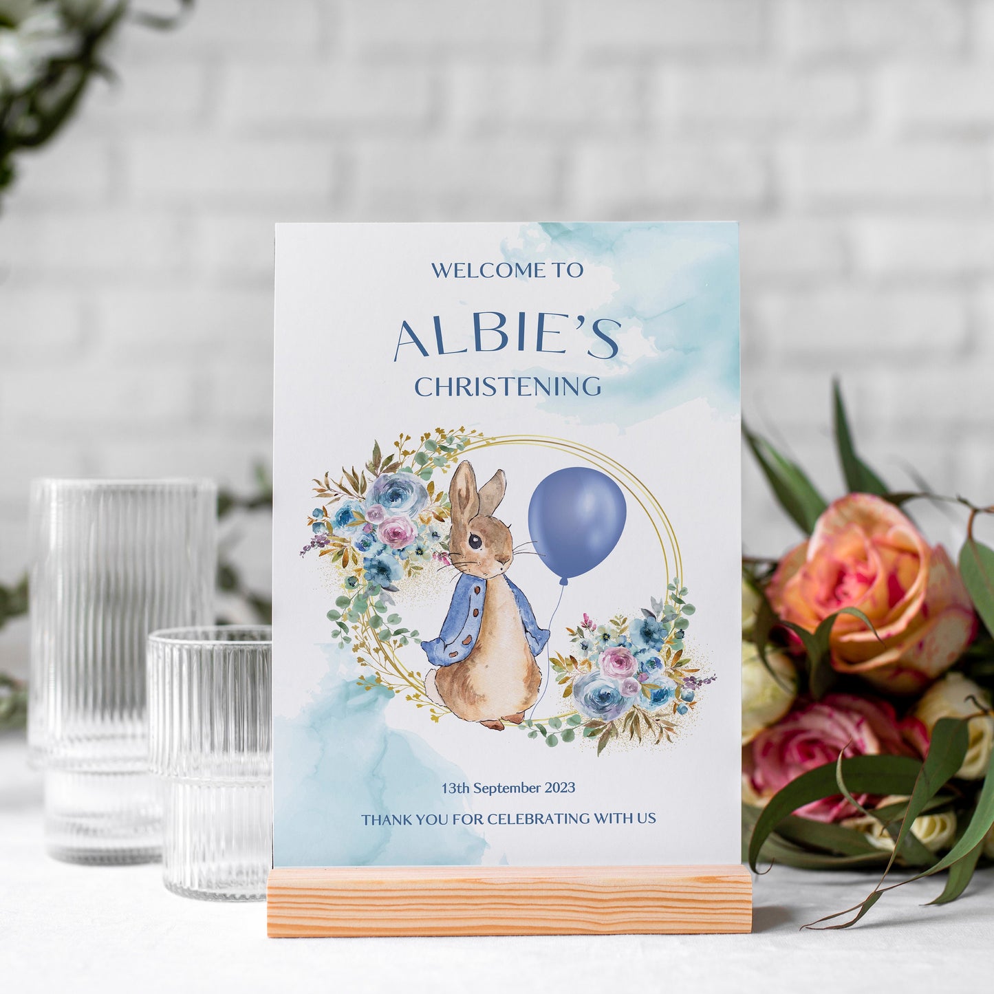 Blue Peter Rabbit Christening Welcome Sign