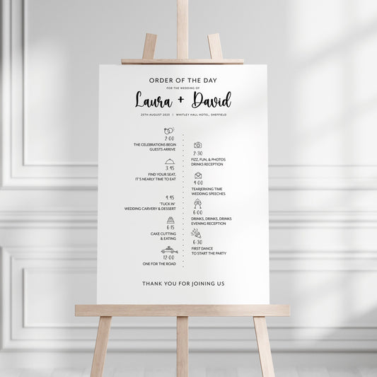 Minimalist Wedding Order of Events Sign