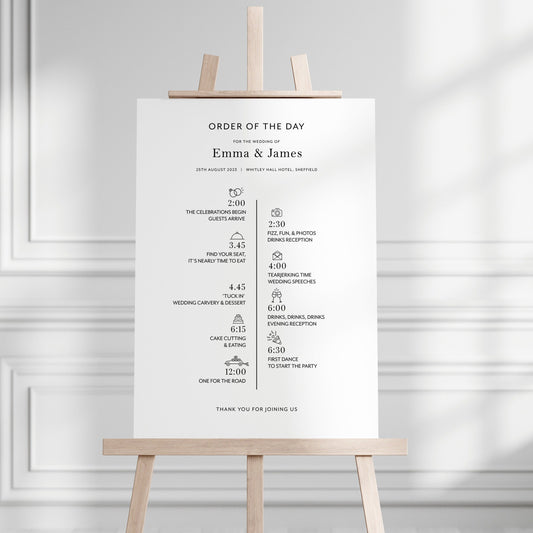 Minimalist Wedding Order of Events Sign