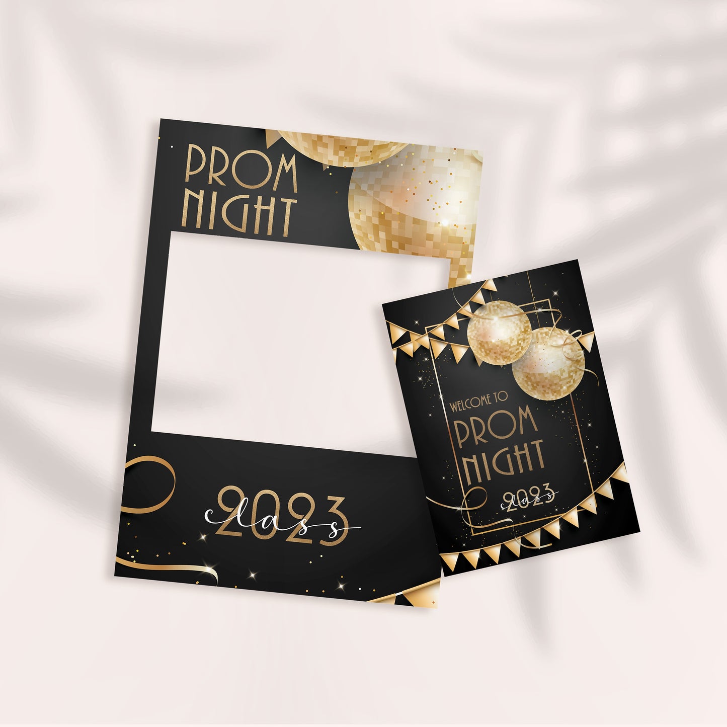 Black and Gold Prom or Graduation Selfie Frame & Party Sign