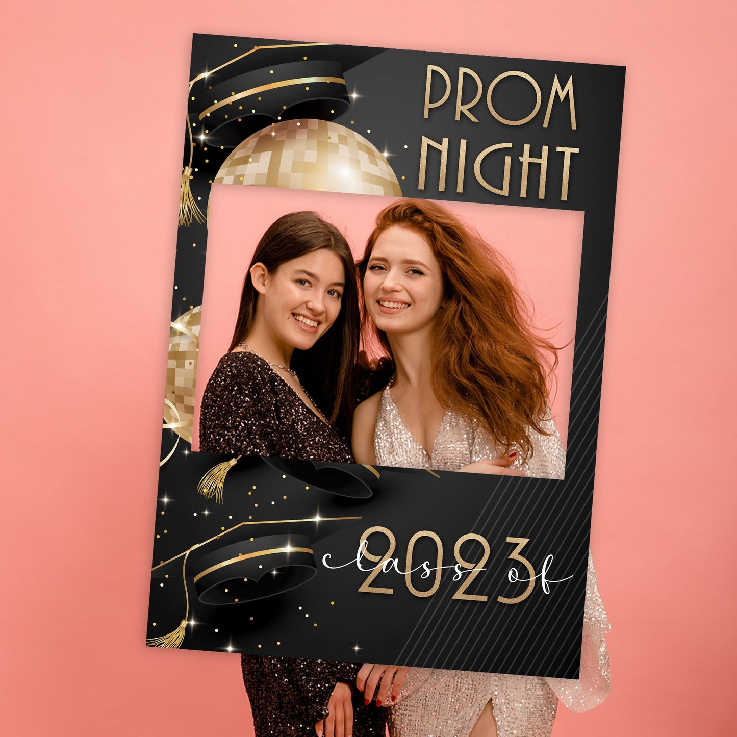 Black and Gold Prom or Graduation Selfie Frame & Party Sign