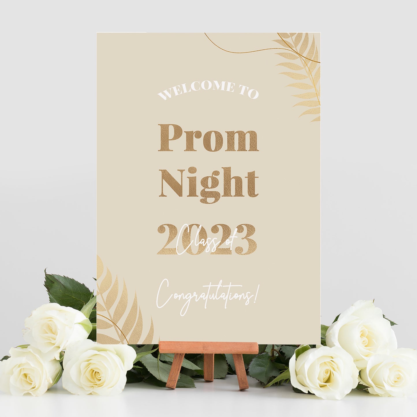 Prom Party or Graduation Champagne Gold Selfie Frame & Party Sign