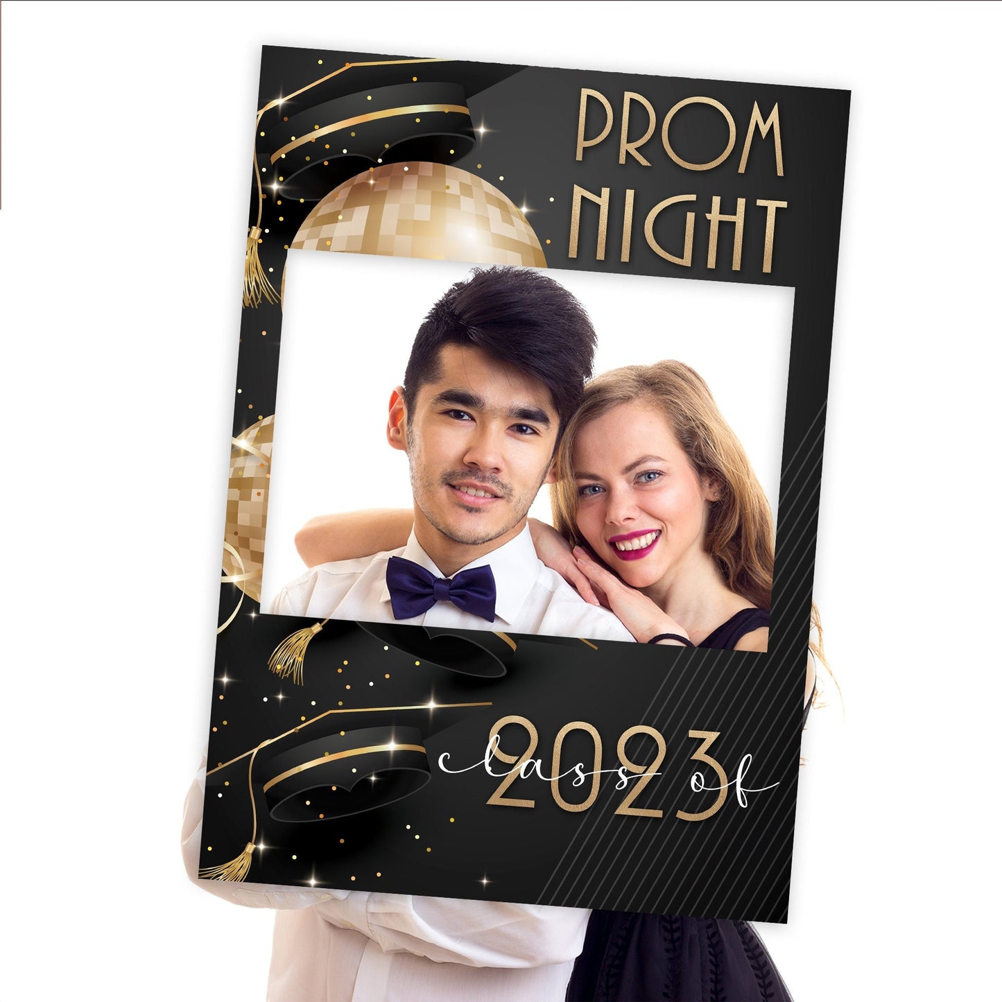 Black and Gold Prom or Graduation Selfie Frame & Party Sign