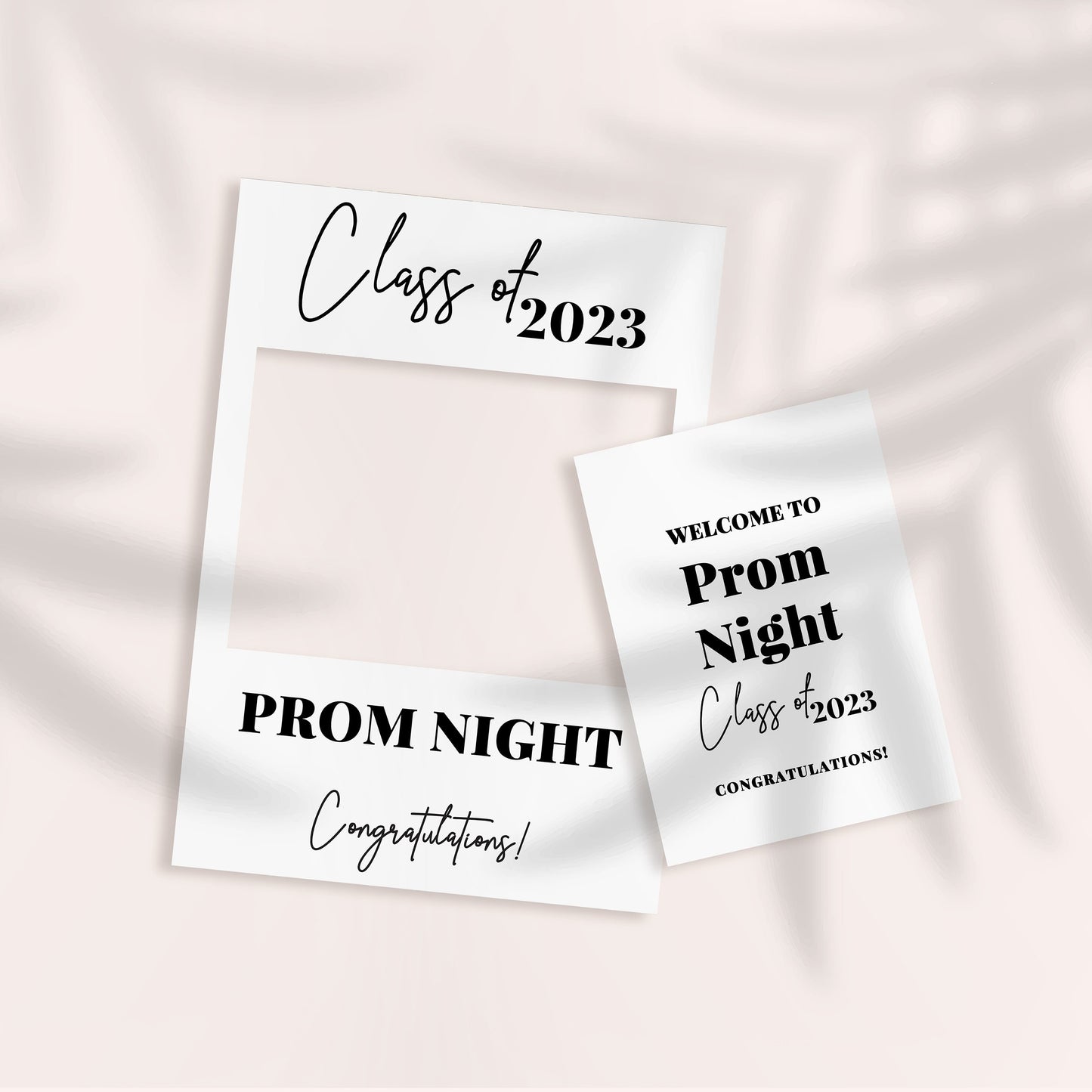 White Prom Party or Graduation Selfie Frame & Party Sign